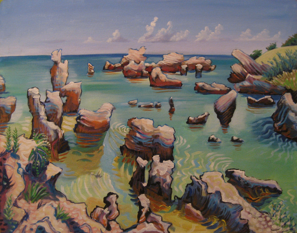 Achilles Bay Bermuda - Hugh Dunford Wood Landscape Paintings