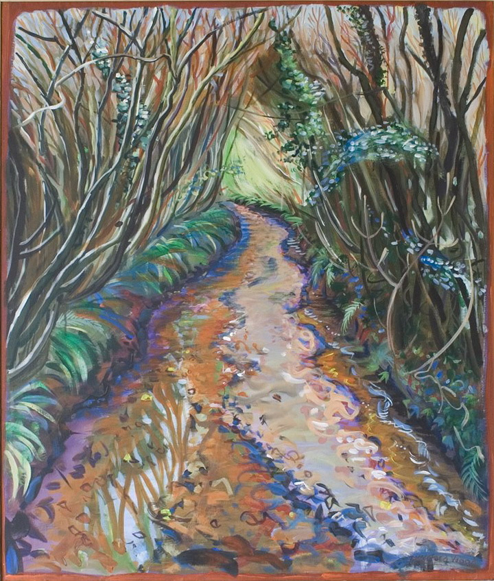 Bottom of Hell Lane Chideock - Hugh Dunford Wood Landscape Paintings