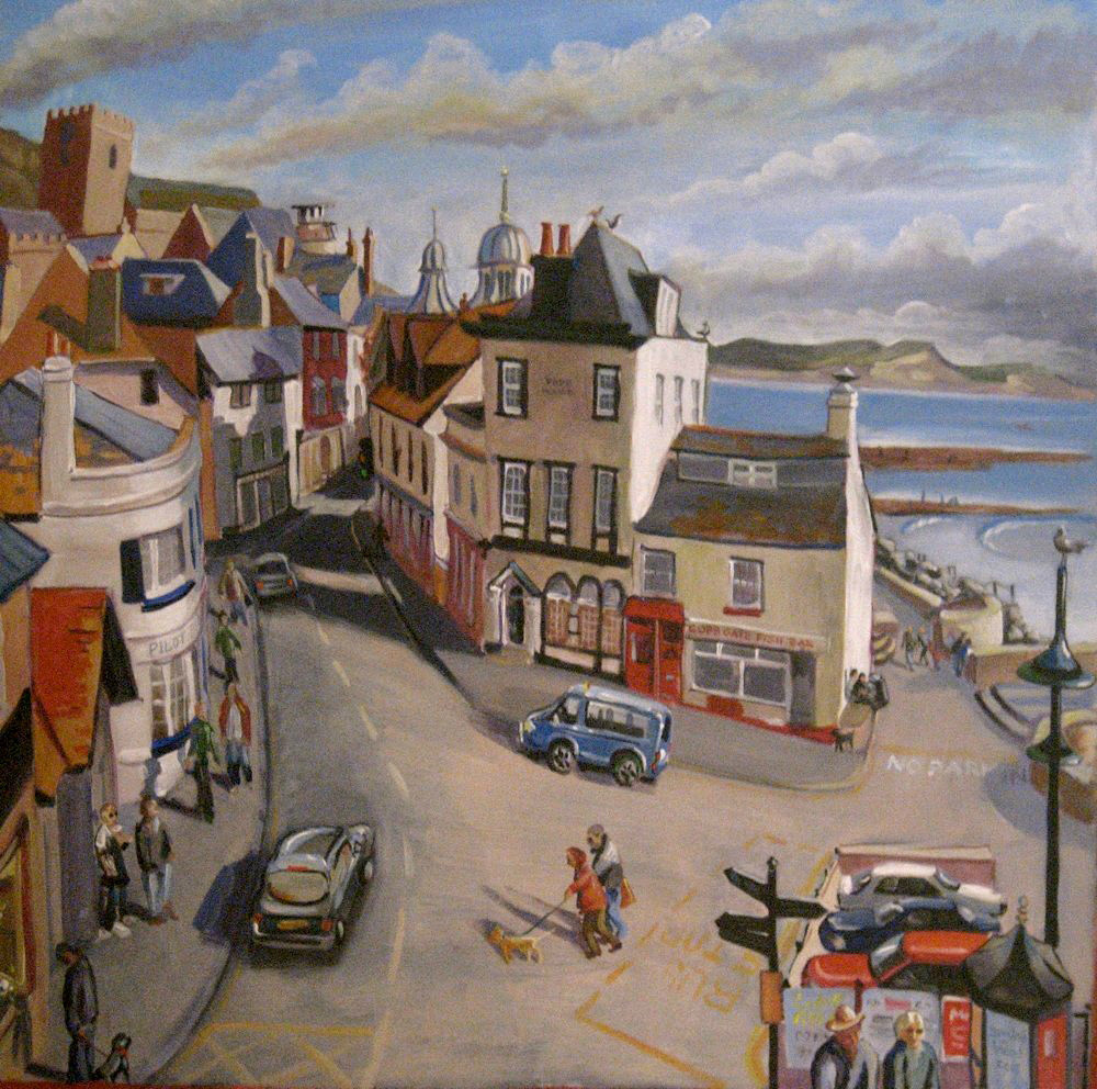 Cobb Gate Lyme Regis - Hugh Dunford Wood Landscape Paintings