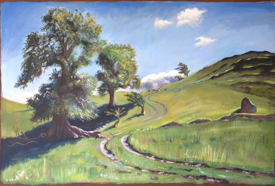 Hillside in September - Hugh Dunford Wood Landscape Paintings