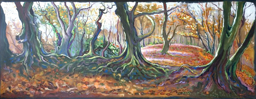 Lambert's Castle Hedgerow - Hugh Dunford Wood Landscape Paintings